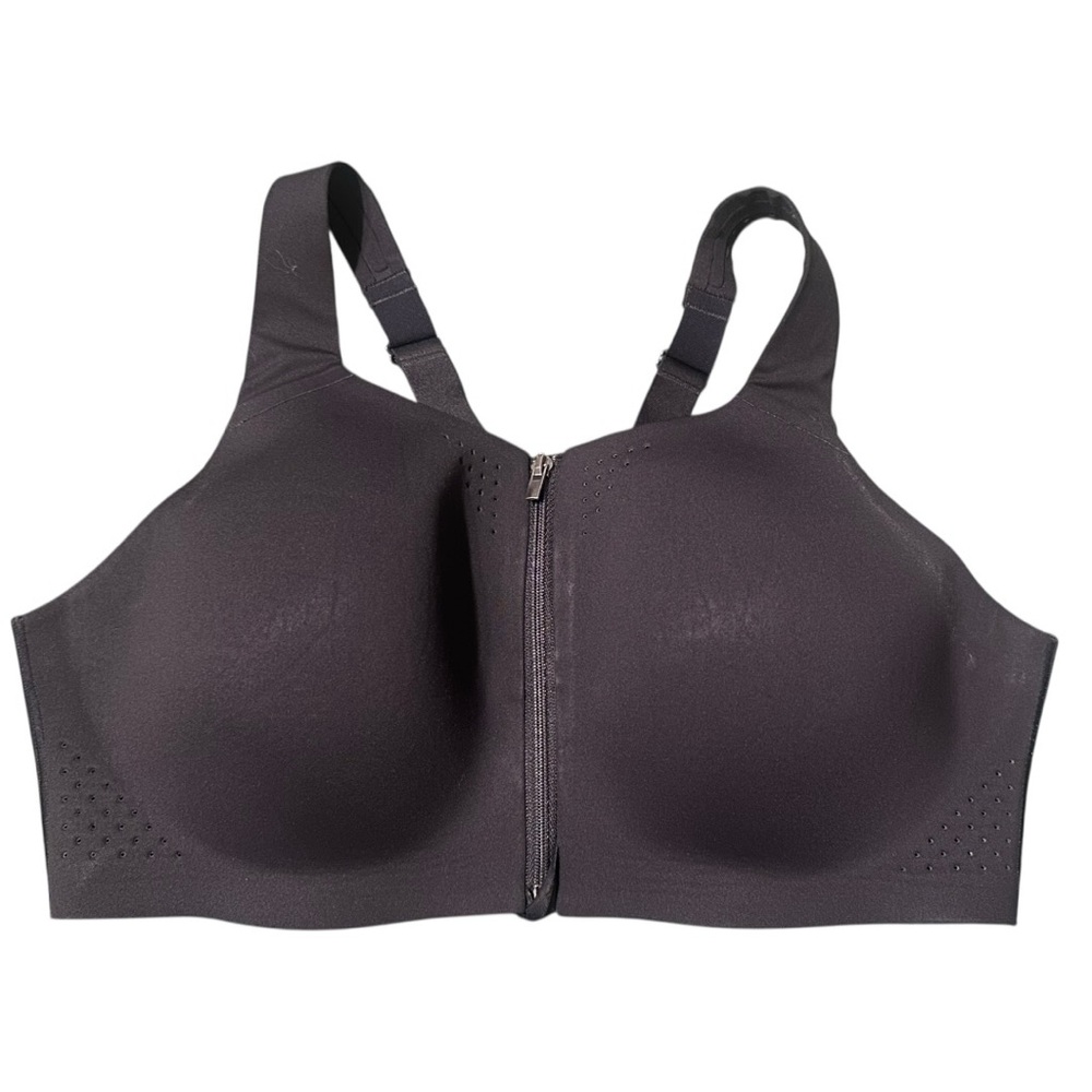 Victoria's Secret VSX Featherweight Front Zip Sports Bra 40D Black High Support
